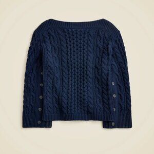 J. Crew Spring Street cashmere relaxed pullover sweater Button Sleeves - Navy M